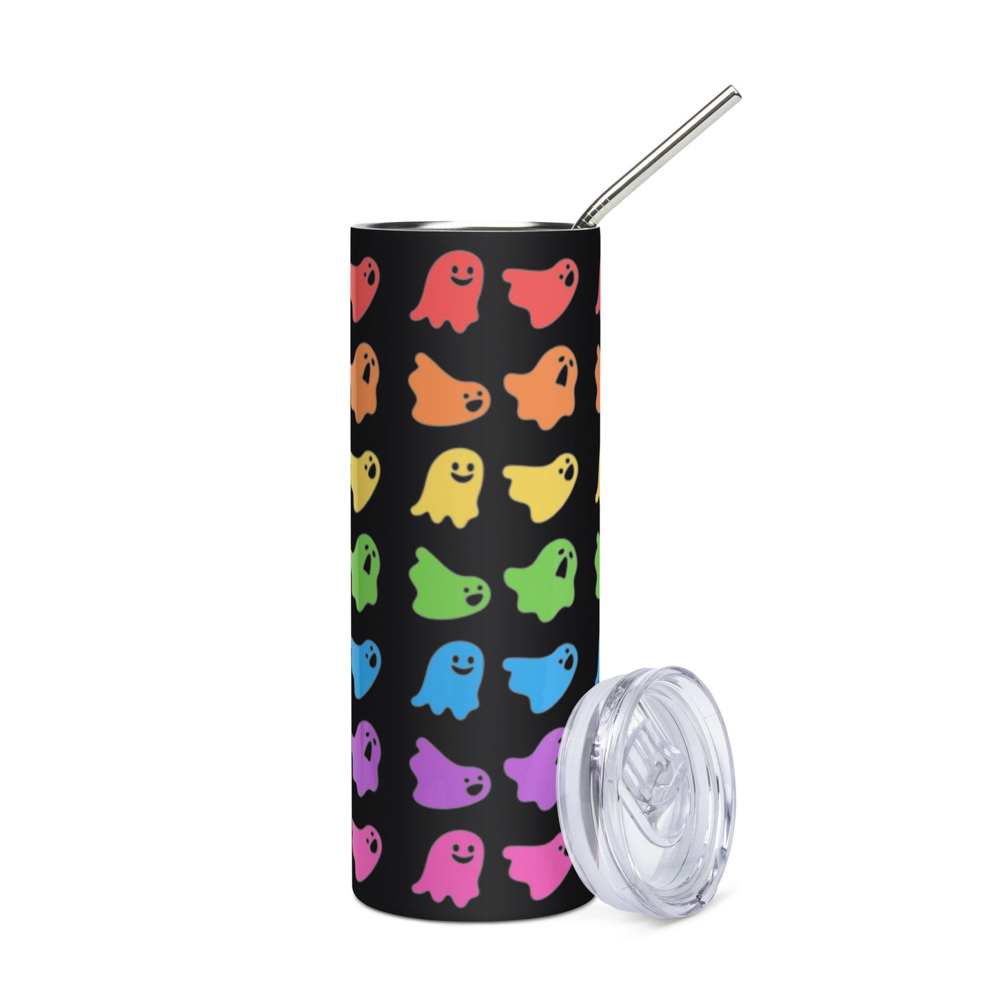 Stainless Steel Tumbler - Rainbow Ghost Design