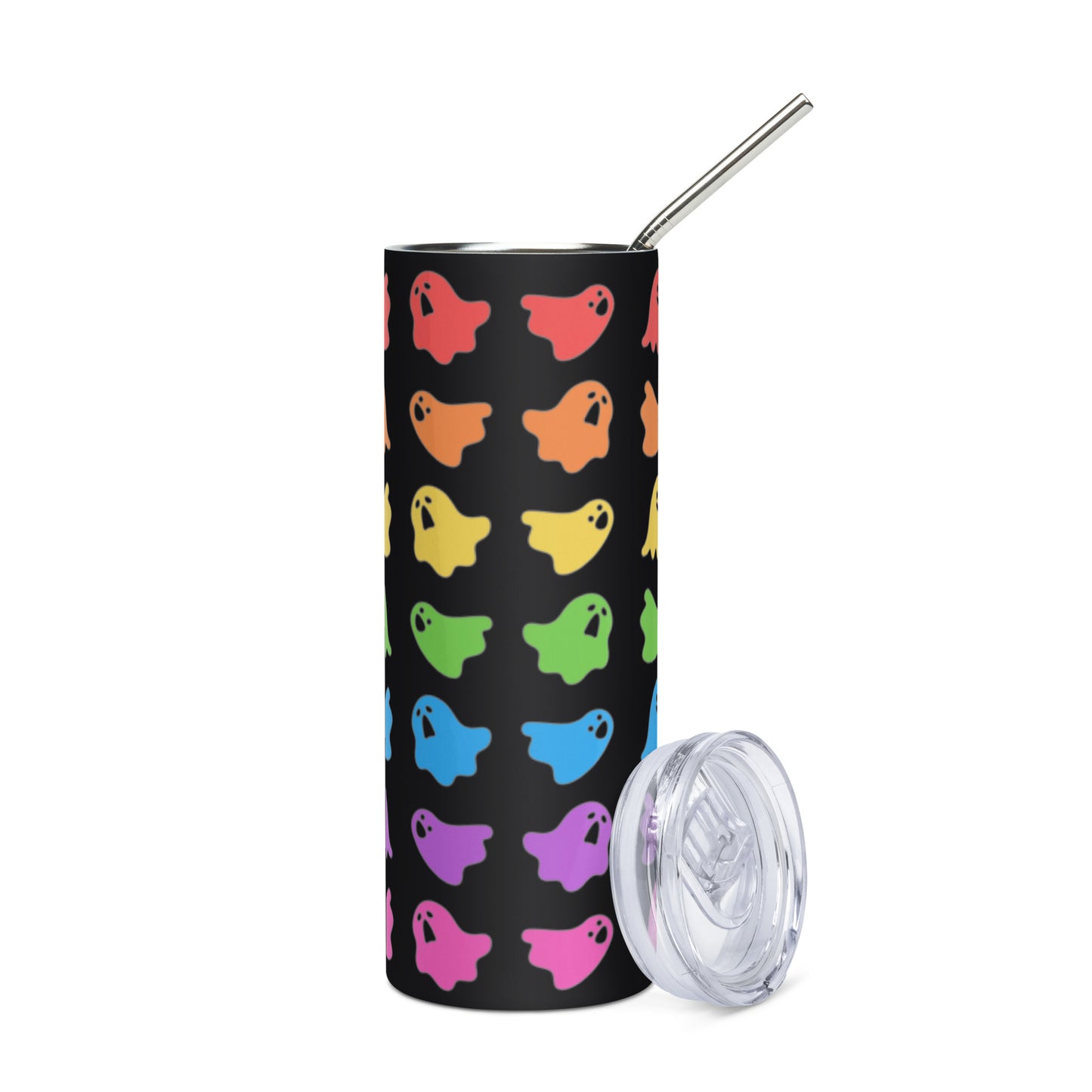 Stainless Steel Tumbler - Rainbow Ghost Design