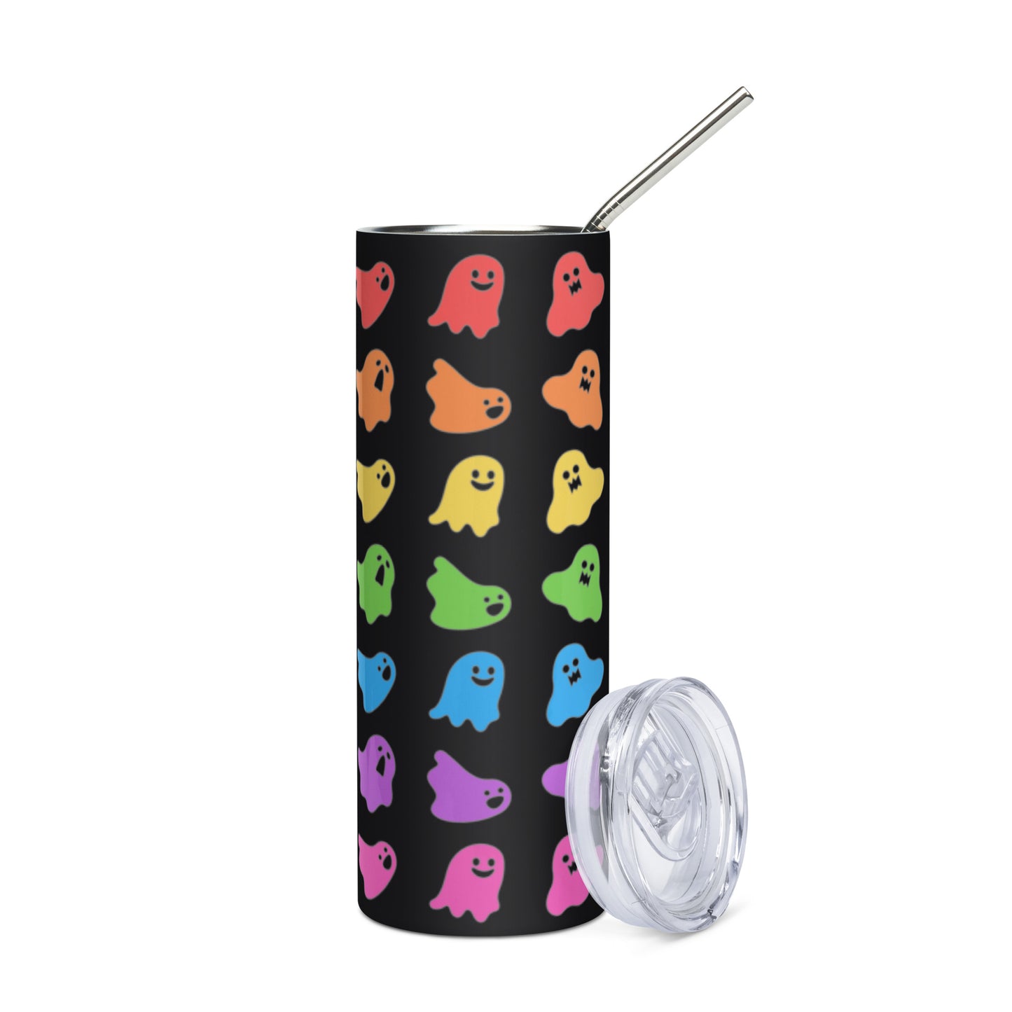 Stainless Steel Tumbler - Rainbow Ghost Design