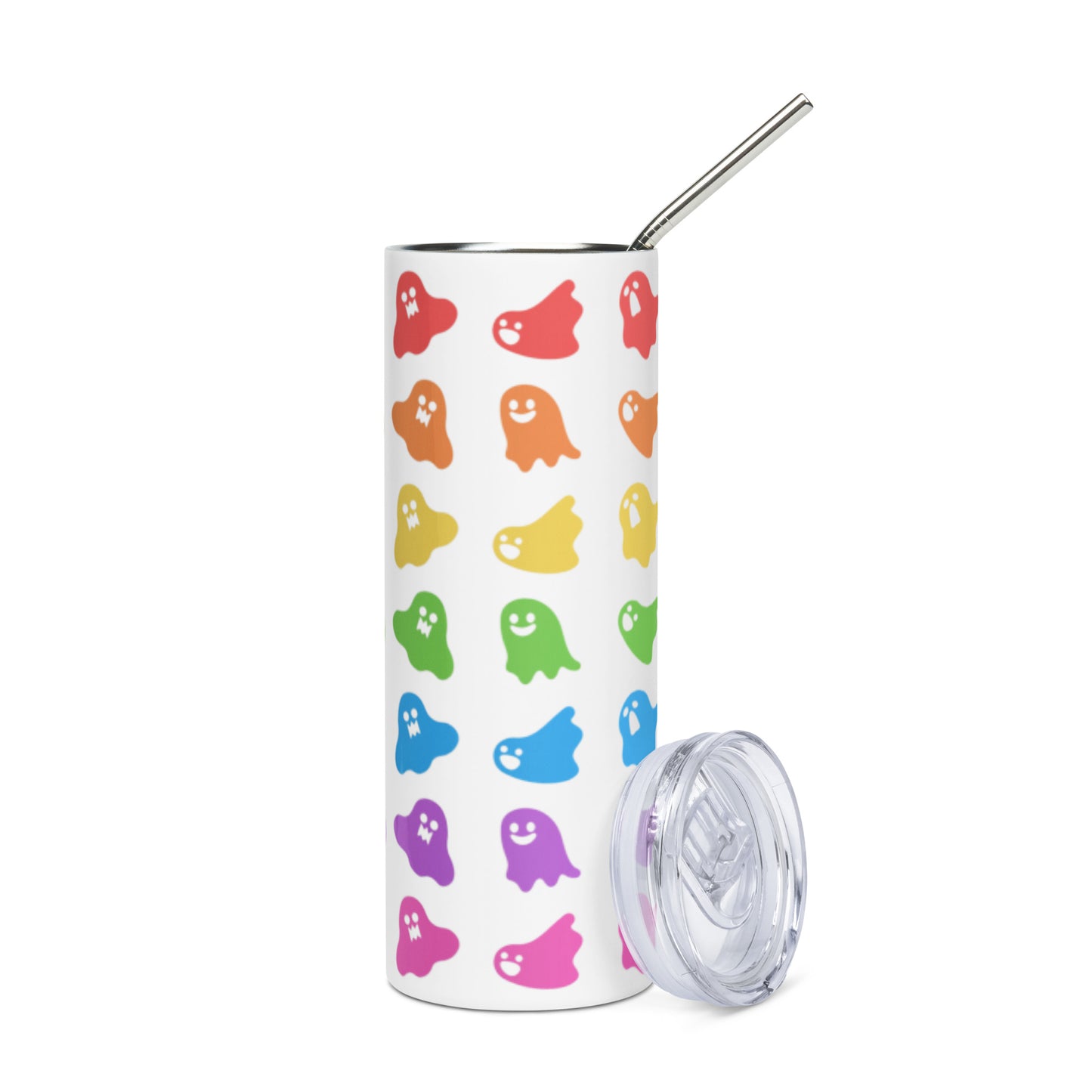 Stainless Steel Tumbler - Rainbow Ghost Design