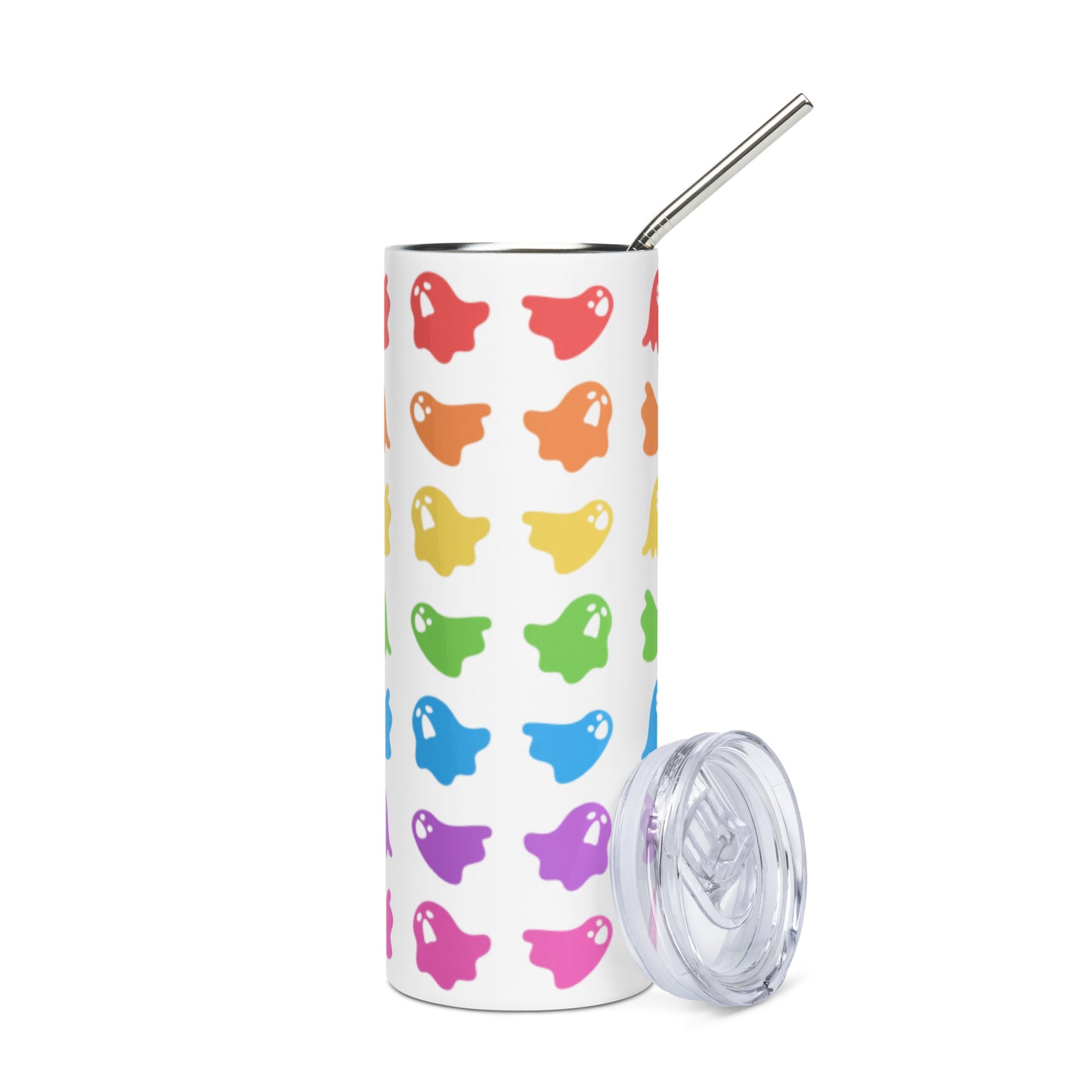 Stainless Steel Tumbler - Rainbow Ghost Design