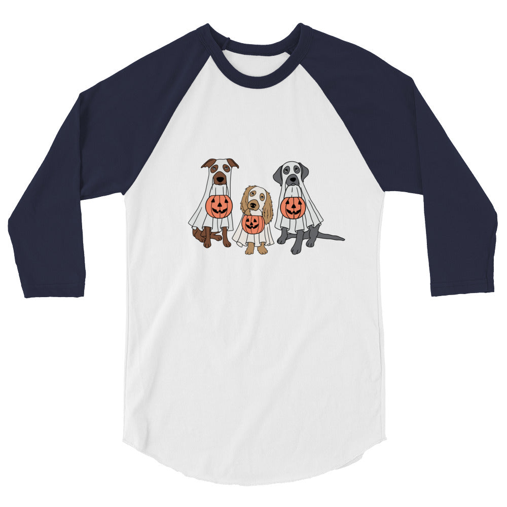 3/4 Sleeve Raglan Shirt - Trick or Treating Dogs