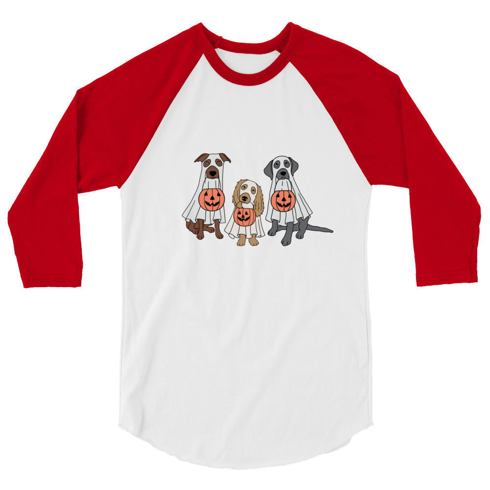 3/4 Sleeve Raglan Shirt - Trick or Treating Dogs
