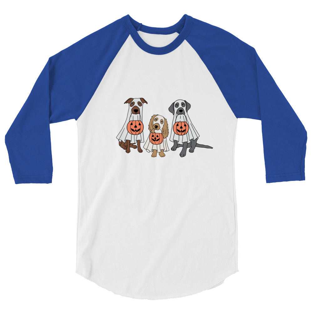 3/4 Sleeve Raglan Shirt - Trick or Treating Dogs